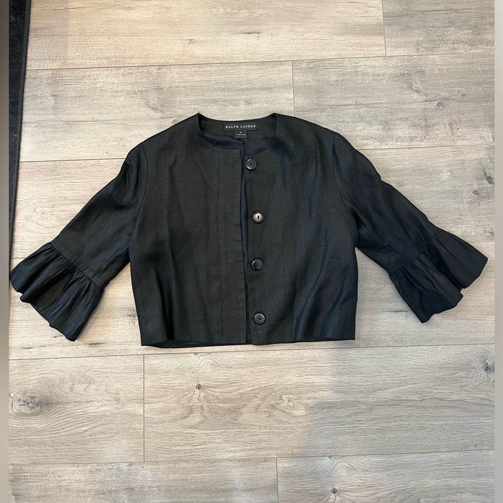 Ralph Lauren black label linen cropped blazer jacket - Picture 8 of 11